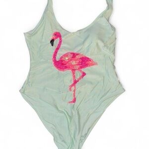 Forever 21 Mint One-Piece Swimsuit with Pink Flamingo